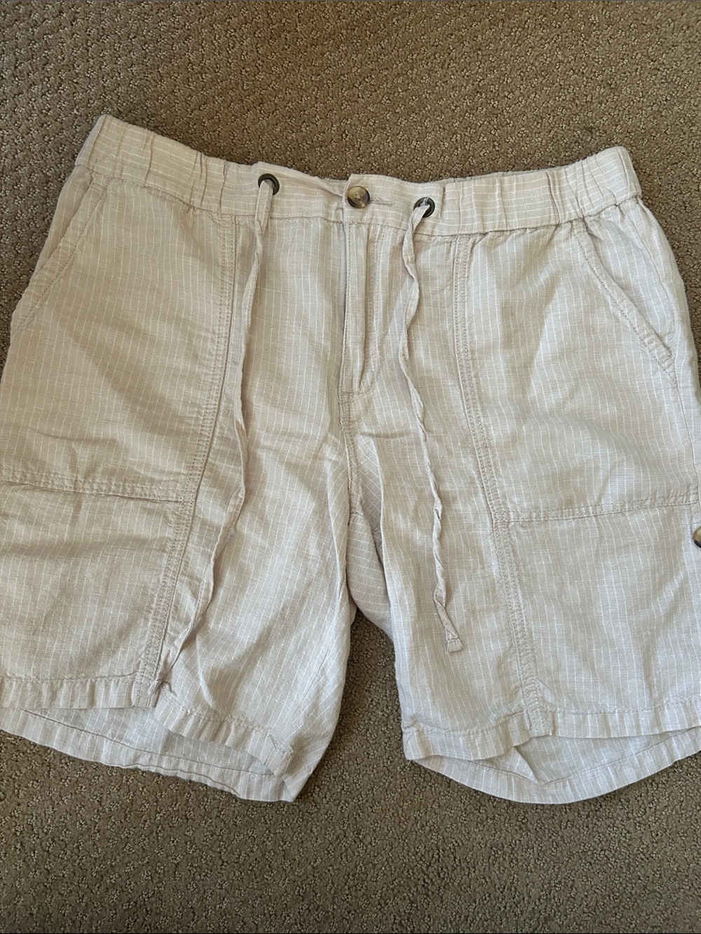 Joe Fresh Women's Light Beige Drawstring Linen-Blend Shorts